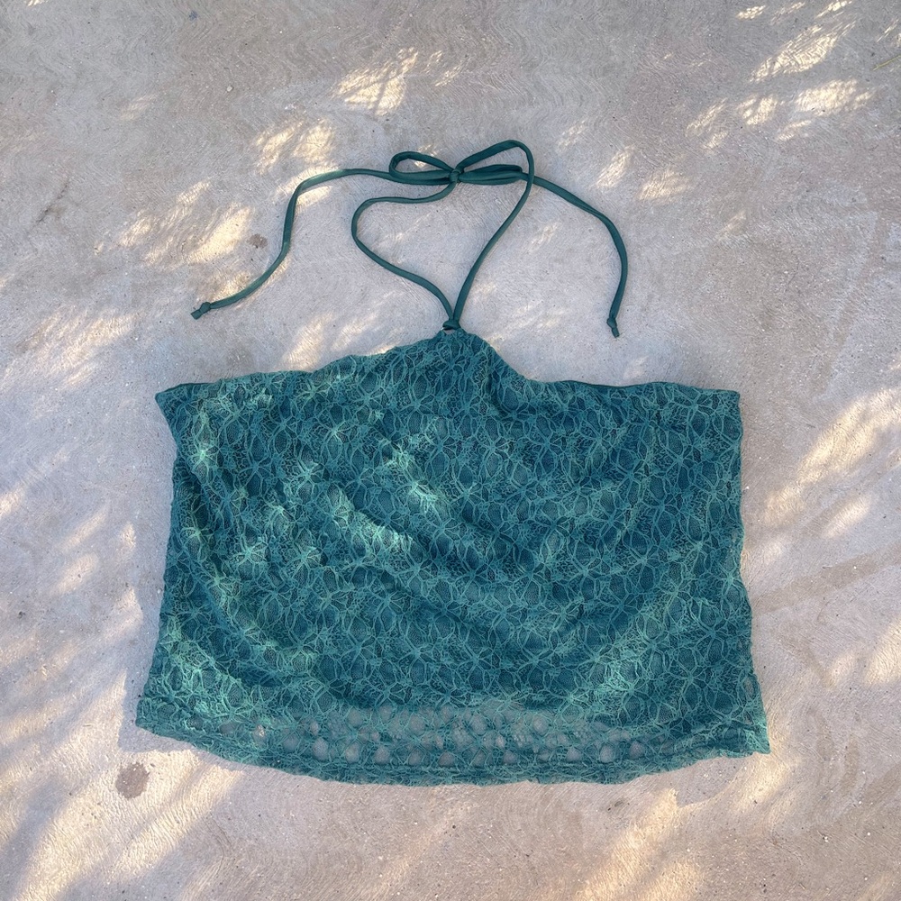 URBAN RENEWAL | Green Lace Halter Top XL